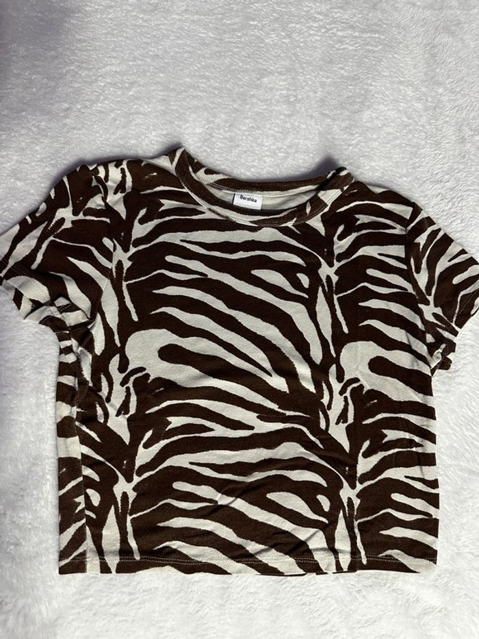 Haut Bershka blanc et brun