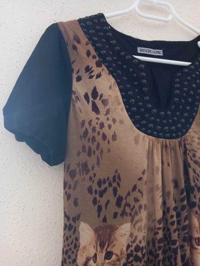 Robe noire avec motifs Taille : 40 - photo numéro 5