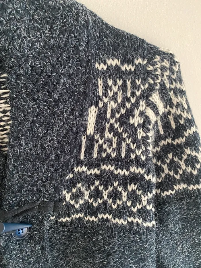 Gilet kiabi bleu gris et blanc - photo numéro 2