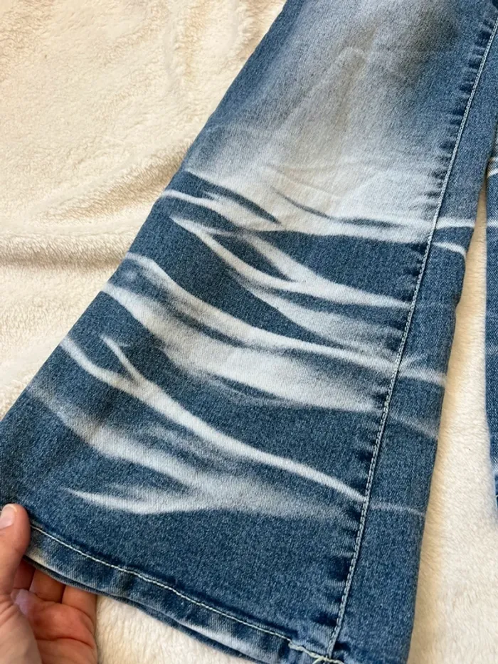 Jeans évasé y2k effet delavé Bratz denim Coquette vintage - Taille S - photo numéro 7