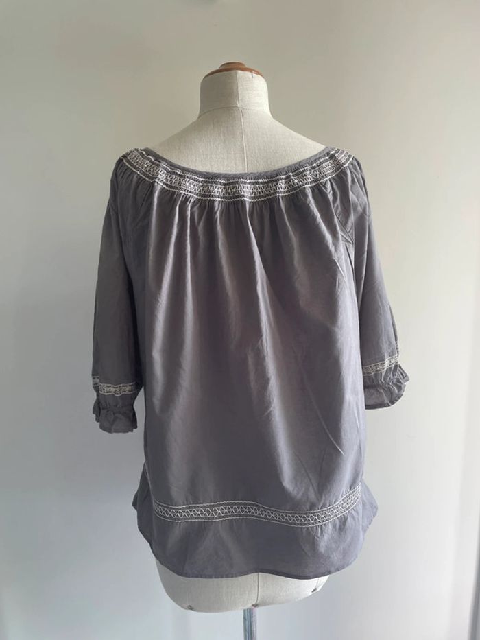 Blouse grise brodée Bandolinoblu L - photo numéro 4