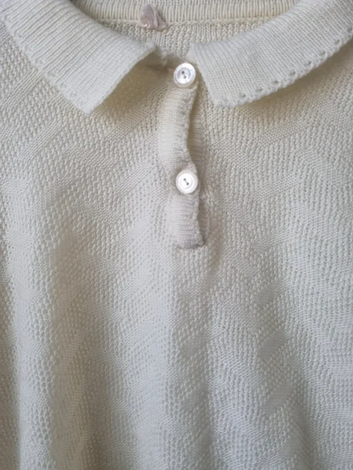 Pull tricoté jaune pâle vintage - photo numéro 17