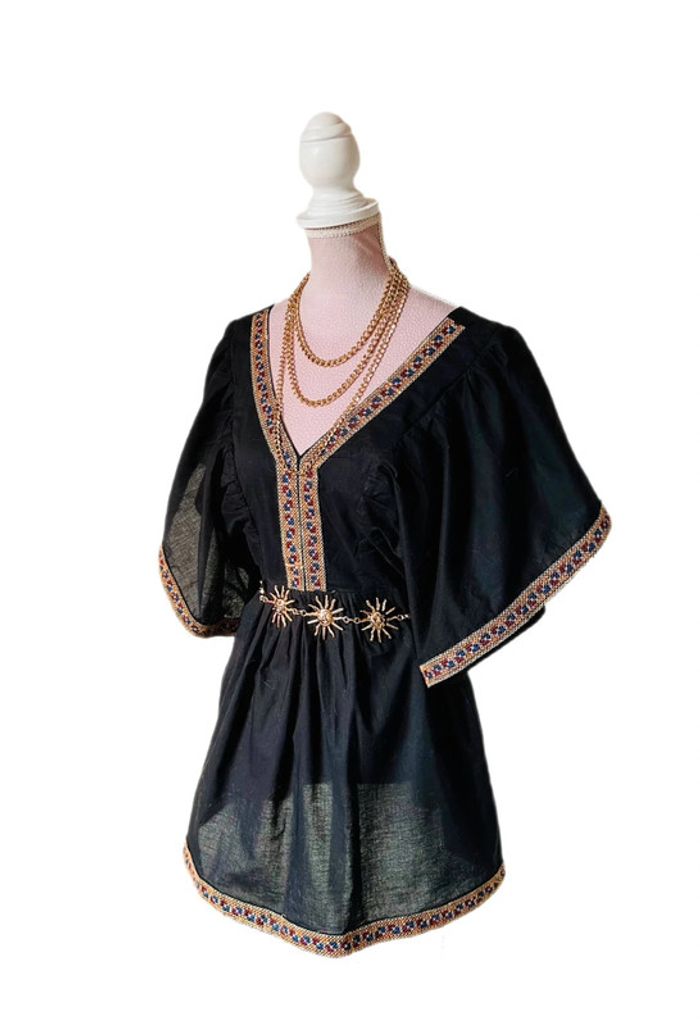 🖤🌸 Blouse ethnique Maison Hôtel noire broderies made in India embroidered oriental blouse🌸🖤 - photo numéro 6