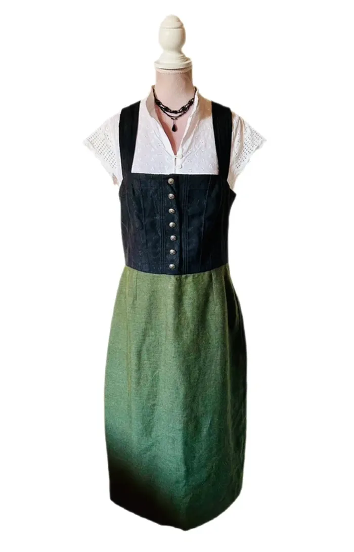 🌿Robe vintage en lin et laine autrichienne T.40 Tramontana Oktoberfest cottagecore linen wool dress🌿 - photo numéro 2