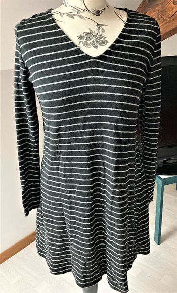 Robe marinière maille noire rayée gris taille 36/38