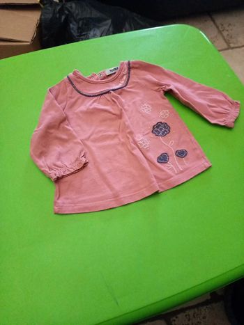 Tee shirt manche longue rose 6 mois