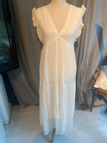 Robe longue blanche à pois dorés Goa L