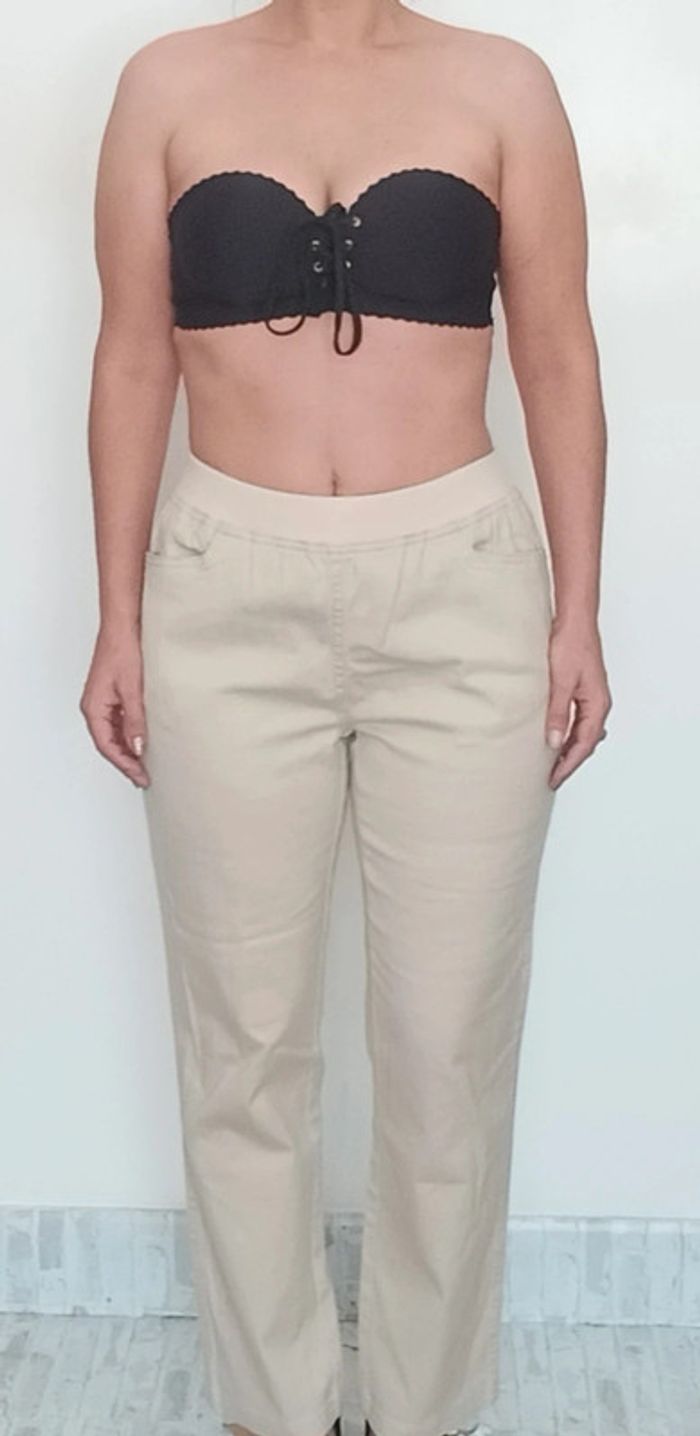 Pantalon casual beige basique intemporel T 40 - photo numéro 7