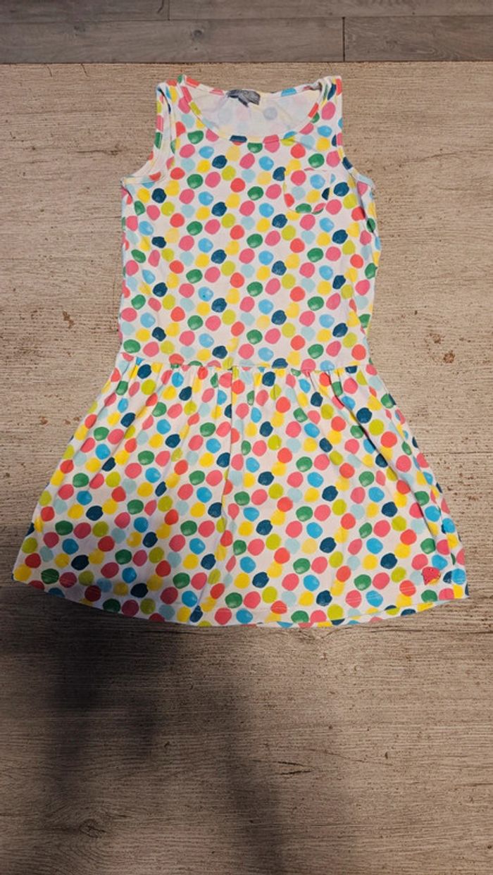Robe d été courte à bretelles blanche avec points colorés, JBC, 7 ans - photo numéro 2