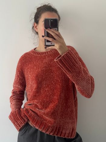 Pull en maille chenille orange Pimkie