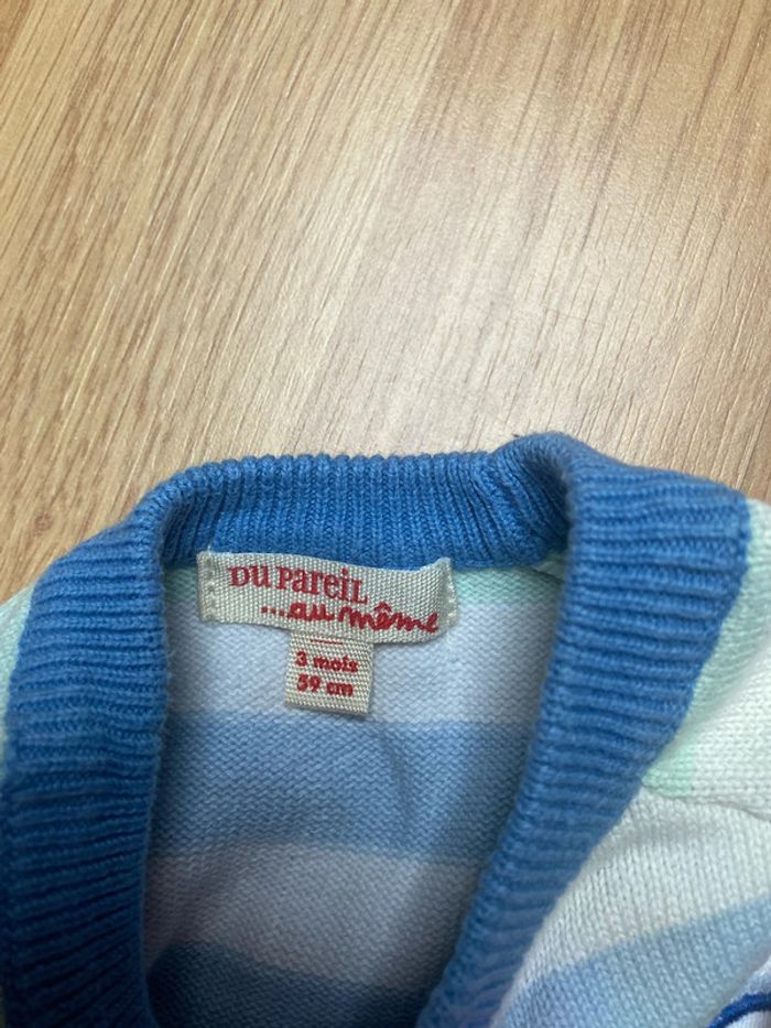 Gilet rayé bleu, jaune, vert - photo numéro 4