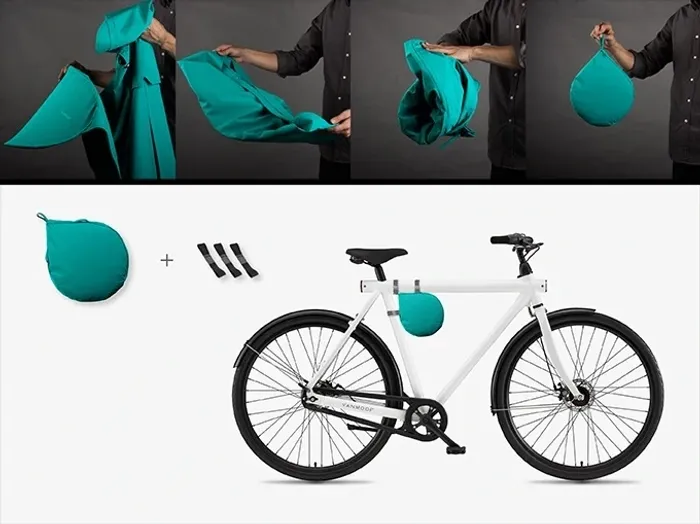 NEUF VanMoof Poncho de pluie pour vélo / Boncho - taille S - gris - photo numéro 9