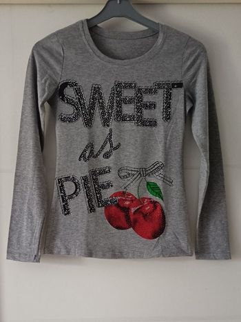 Tee shirt femme gris manches longues