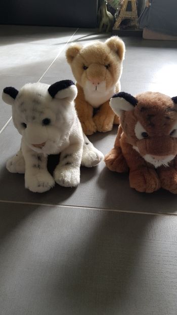 Lot de 3 peluches tigres