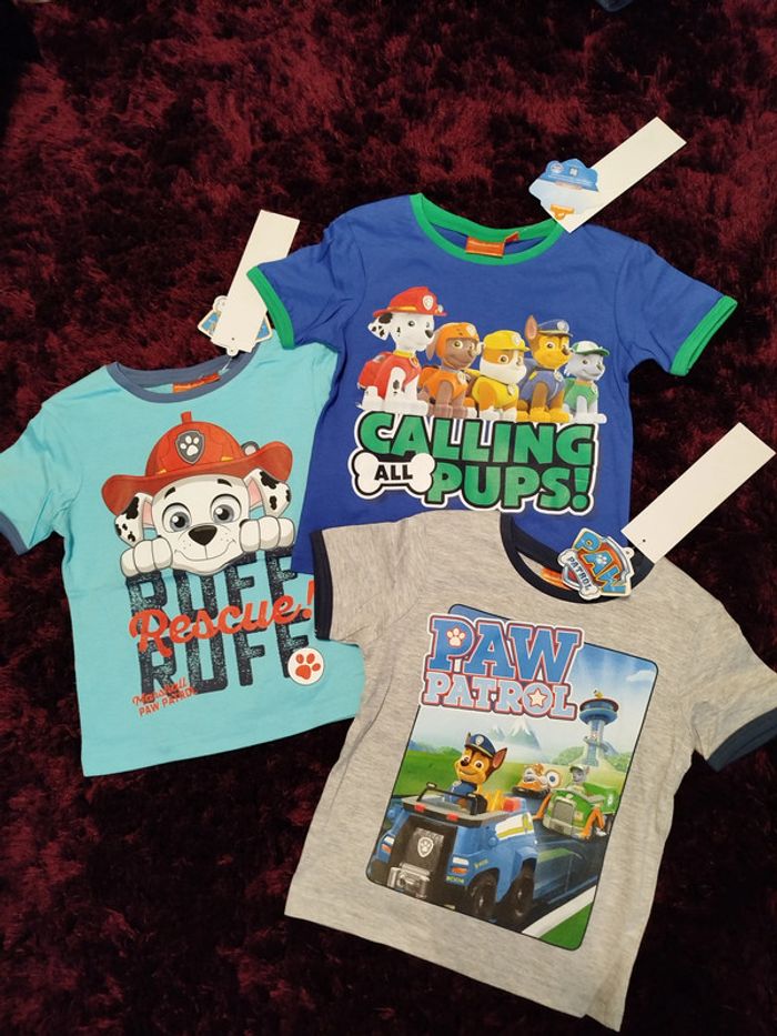 lot de 3 t-shirts pat patrouille