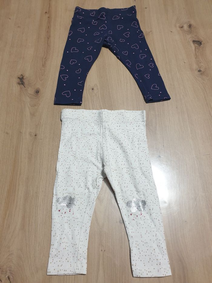 2 leggings 9/12 mois