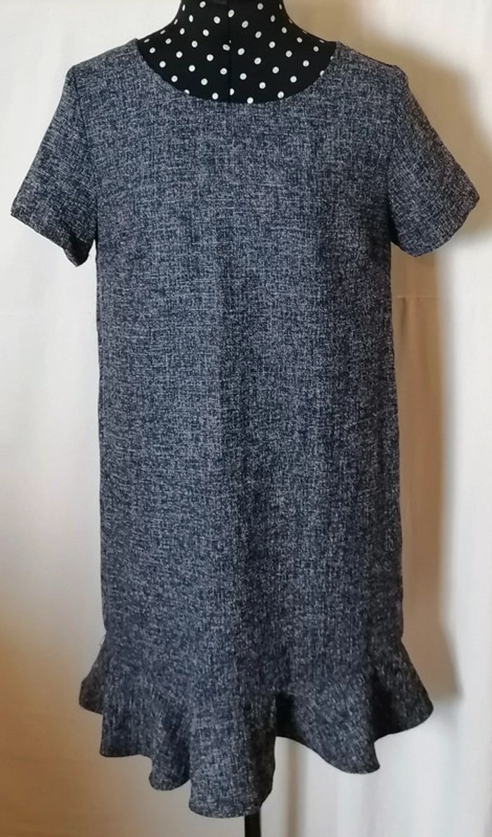 Robe type jean motif tweed volant bleu blanc taille S Y'Coo - photo numéro 4