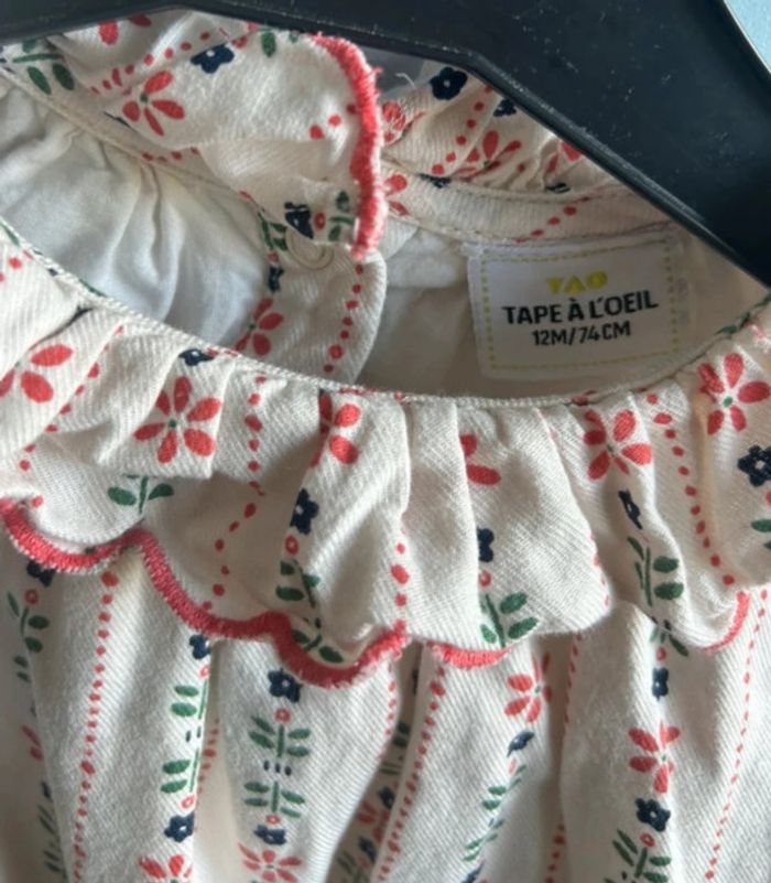 🌼 Ensemble salopette jean & chemise fleurie – 12 mois – Tape à l’œil 👶 - photo numéro 10