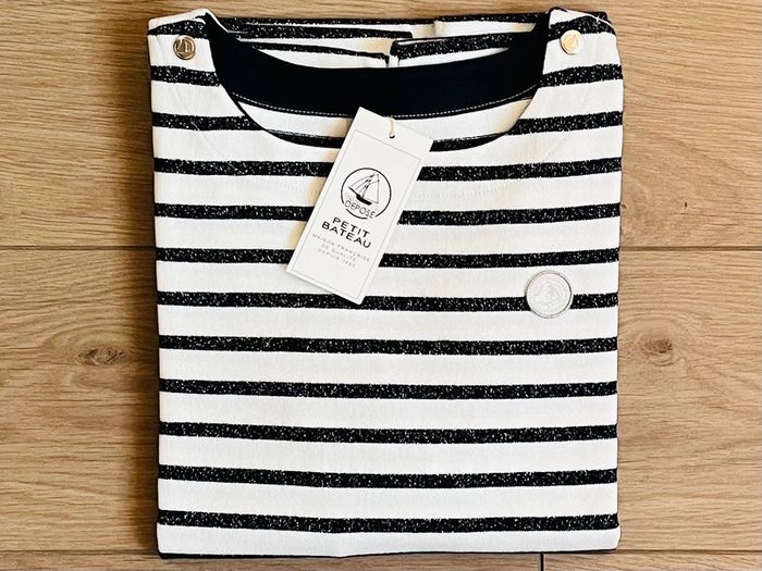 Marinière en jersey smoking argent collection Noël Petit bateau T-12 ans