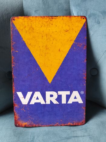 Plaque métal publicité Varta piles batteries neuve 20x30cm