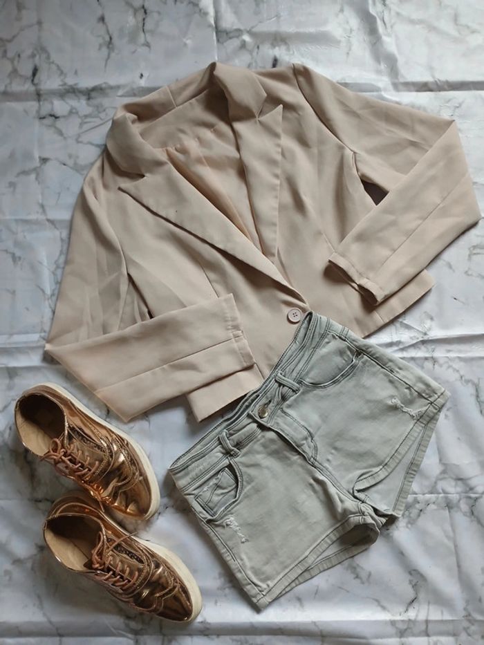 Blazer court beige shein taille M