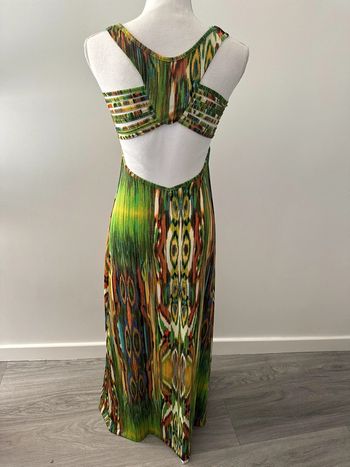 Robe longue psychédélique verte et jaune T38 M