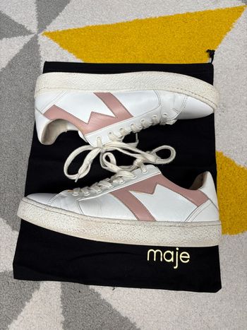 Basket en cuir Maje | Blanc et rose | Taille 39