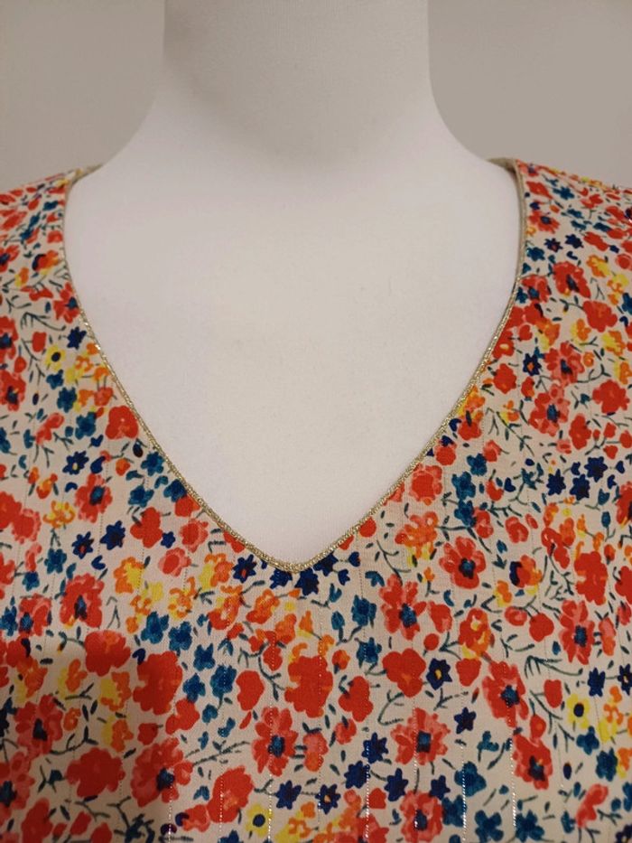 Blouse chic colorée fleurie neuve By One taille S/M 36/38 - photo numéro 3