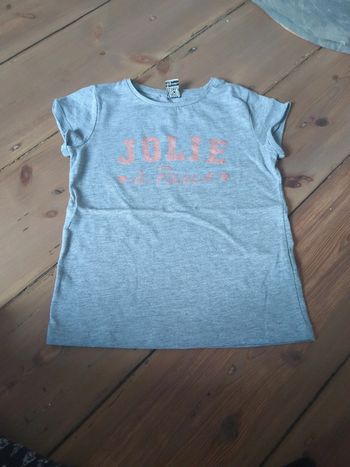 T-shirt gris rose paillettes tao 6 ans jolie a paris