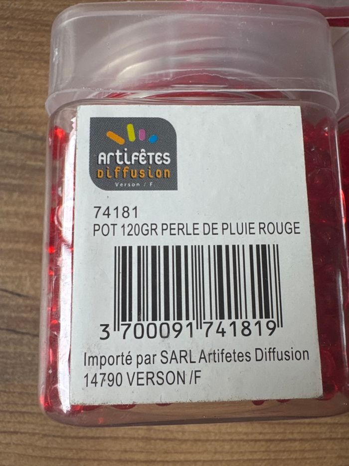 Lot de 3 pots perlé de pluie rouge neuf - photo numéro 3