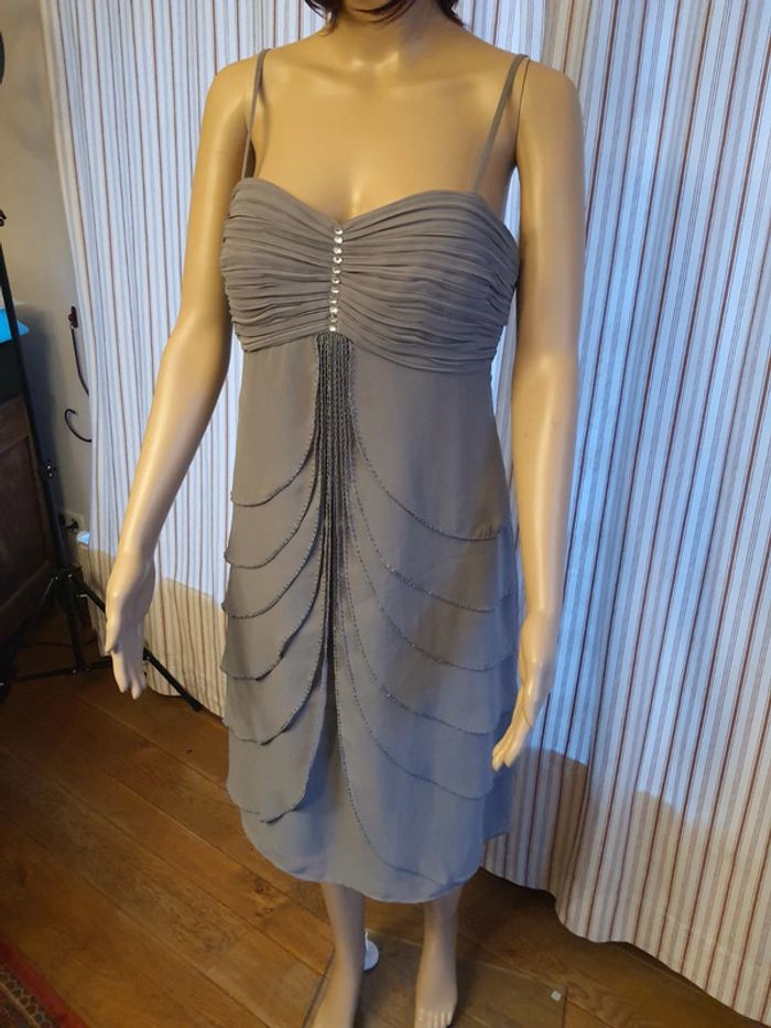 Robe de soirée gris clair Lautinel taille 4 (L) - photo numéro 3