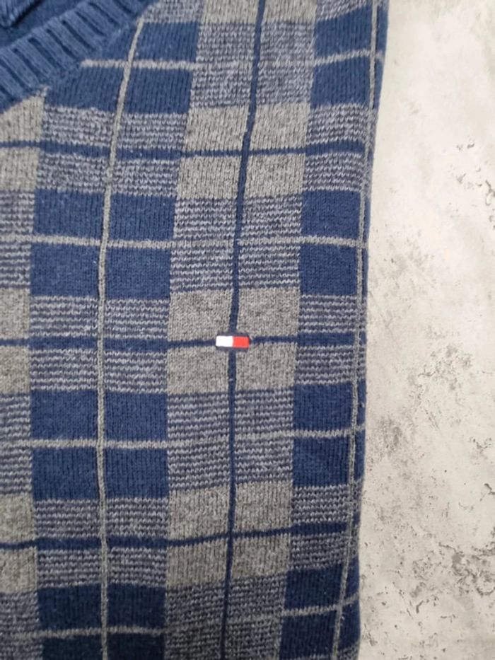 Pull col V Tommy Hilfiger bleu/gris, M Hommes - photo numéro 5