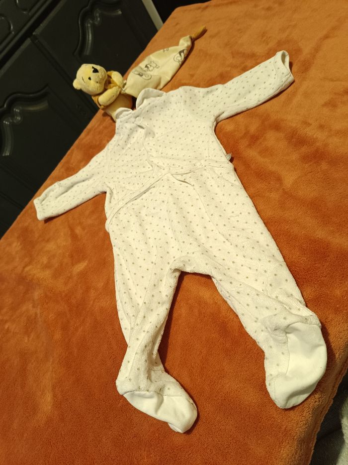 Pyjama bébé fille 3 mois Obaïbi blanc doux et confortable - photo numéro 2