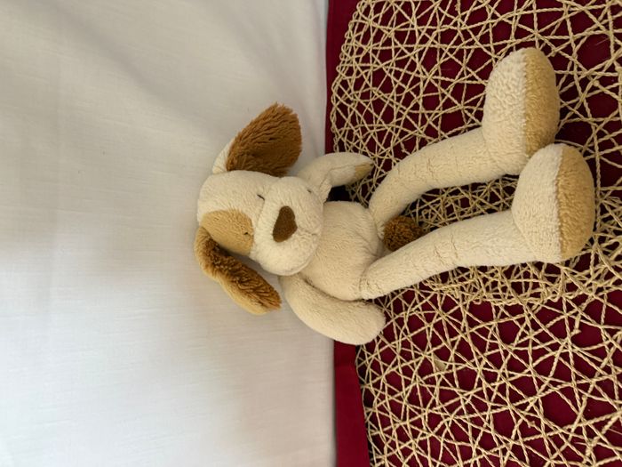 Doudou Chien Blanc Cassé Oreilles Marron Nicotoy - photo numéro 2