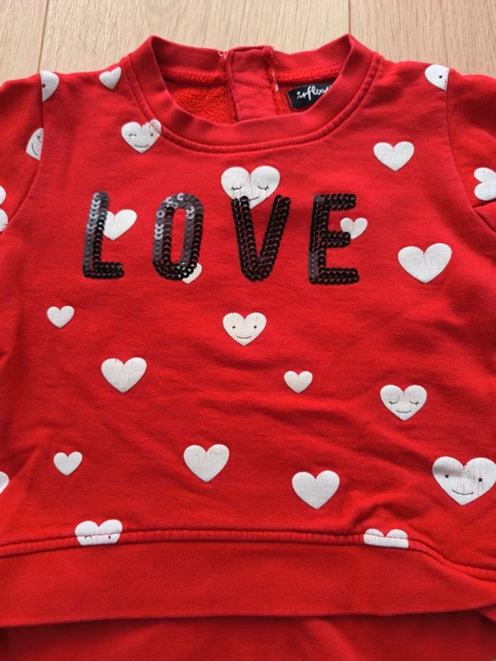 Pull / sweat rouge motifs coeurs Influx - Taille 18 mois - photo numéro 2