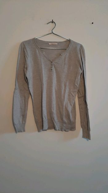 Pull col V gris T2