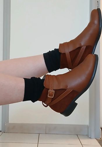 Bottines marron cuir et daim