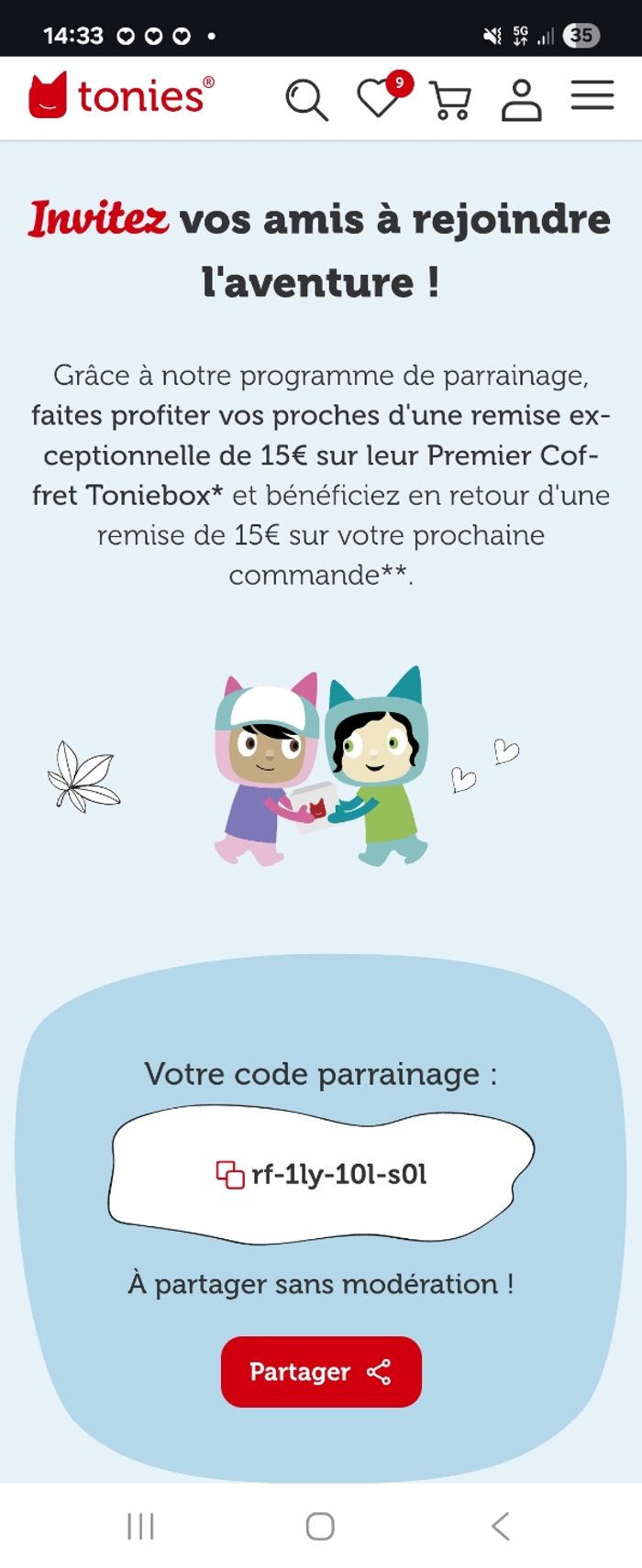 Tonies box code parrainage gratuit