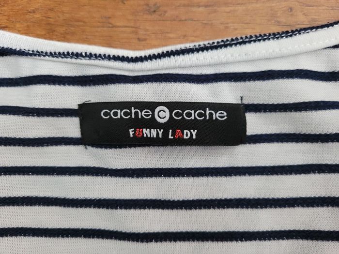 T-shirts marinière manches 3/4 - Cache Cache - Taille 1 - Sequins et détails argentés - photo numéro 2