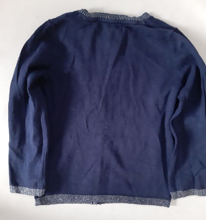 Gilet en coton bleu marine fille - cœurs - 4 ans - photo numéro 5