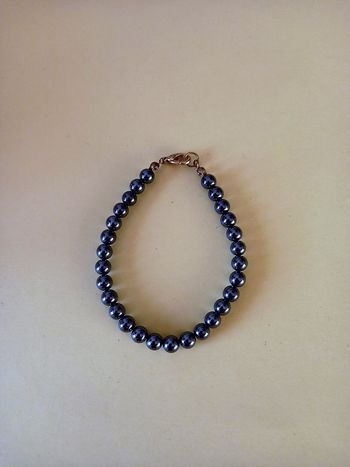 Bracelet fantaisie perles noires métalliques