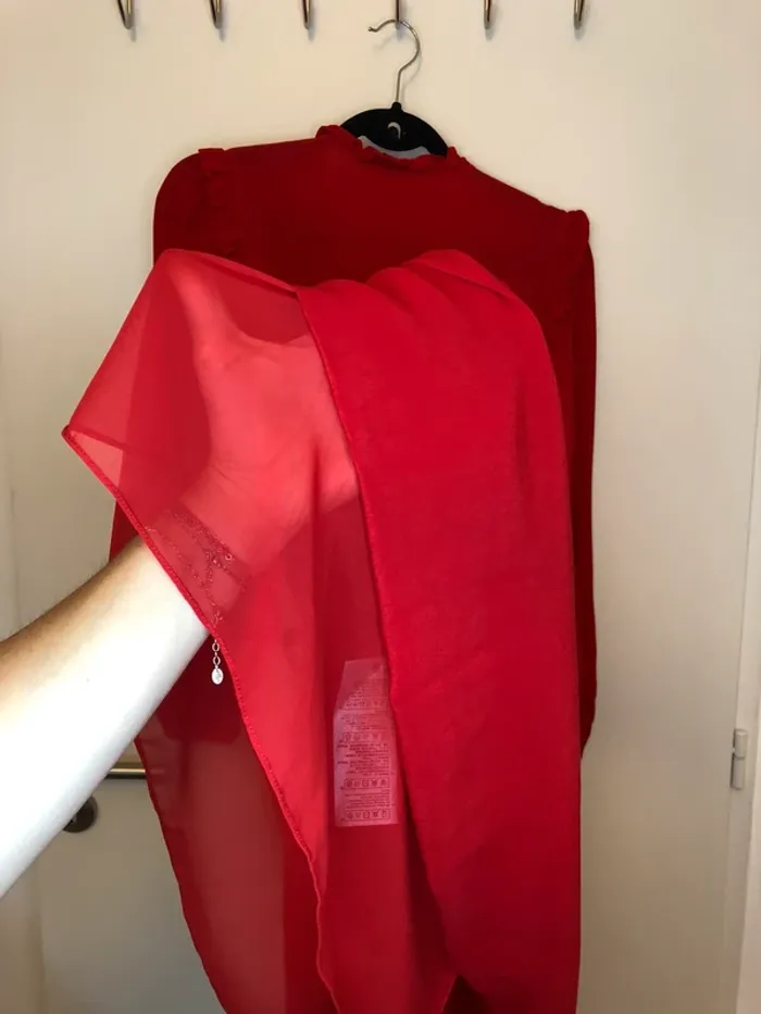 Robe à manches longues rouge Claudie Pierlot taille 36 - photo numéro 9