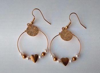 Boucle d'oreille coeur doré, acier inoxydable