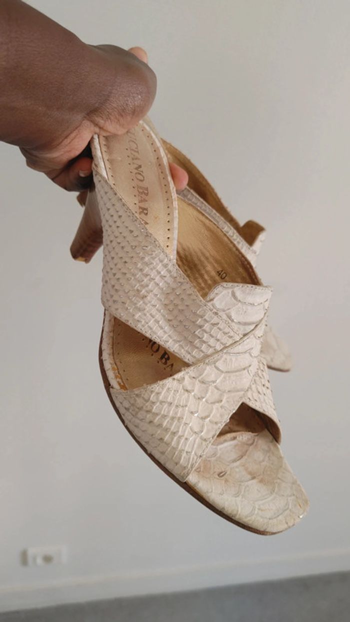 Mule à talon en cuir Luciano barachini vintage - photo numéro 13