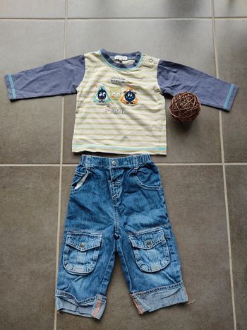 Ensemble tshirt manches longues monstres 12mois