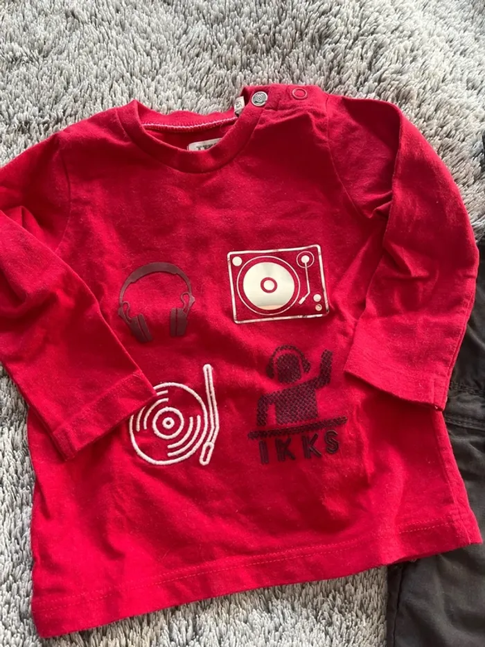Ensemble bébé 3 mois salopette obaïbi tee shirt IKKS - photo numéro 2