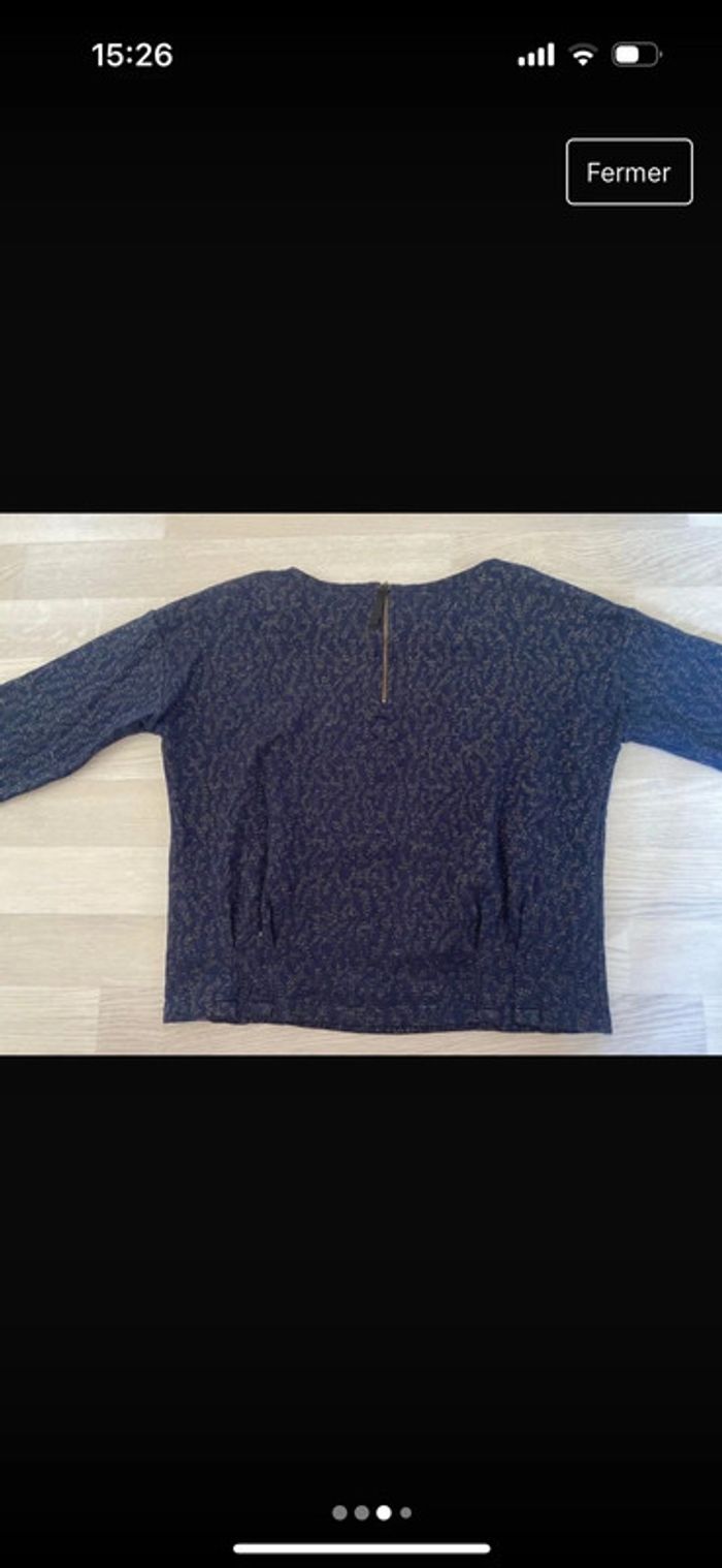 Pull bleu marine motifs argentés - photo numéro 3