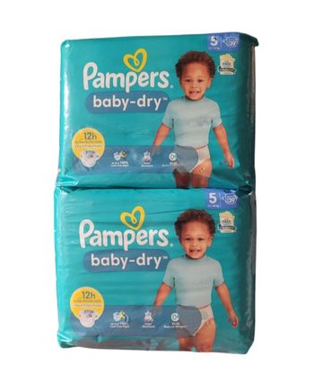 Lot de 2 paquets de couches PAMPERS Baby-dry Taille 5