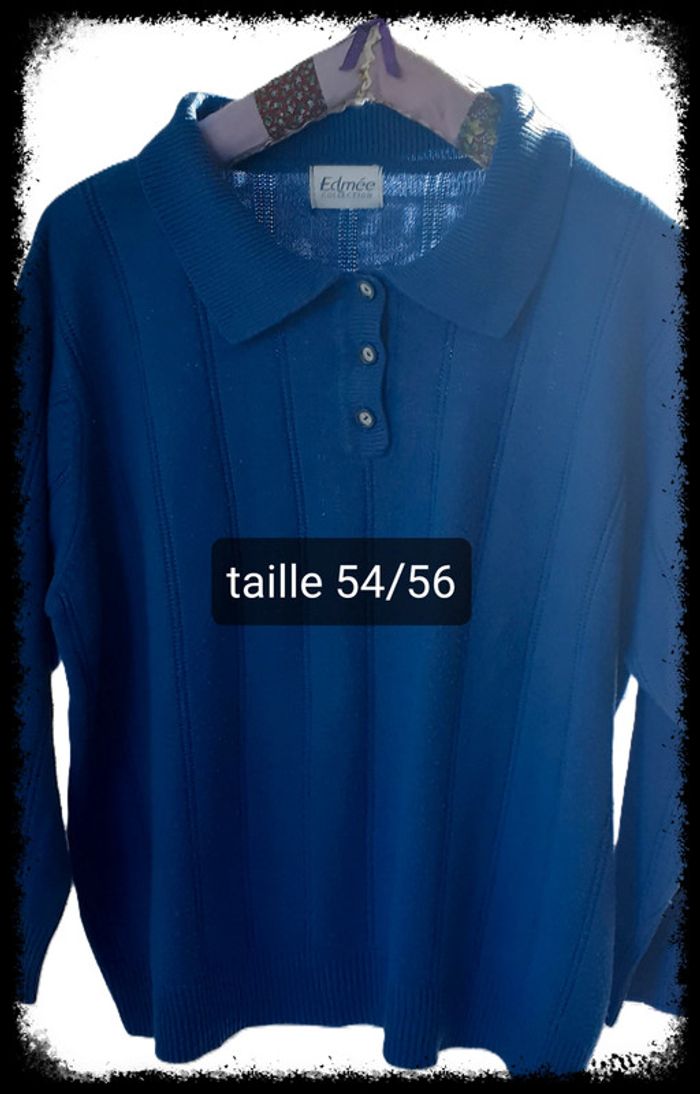 Pull col polo. Taille 54. 7XL. Edmée Collection