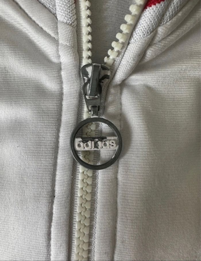 Veste zip satinée blanc gris noir rouge Adidas Vintage TXXL - photo numéro 7